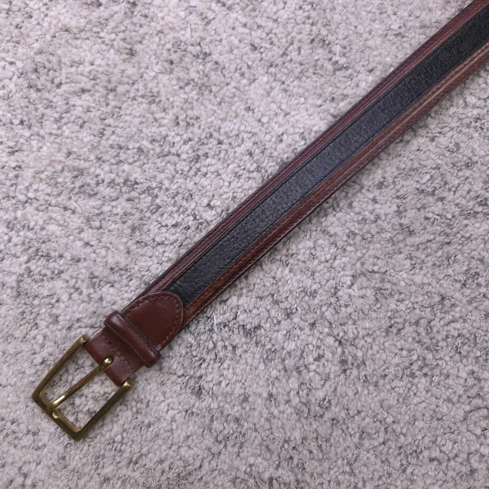 Johnston Murphy Belt Men Size 38 Aniline Kipskin Shoulders Leather Brown Black